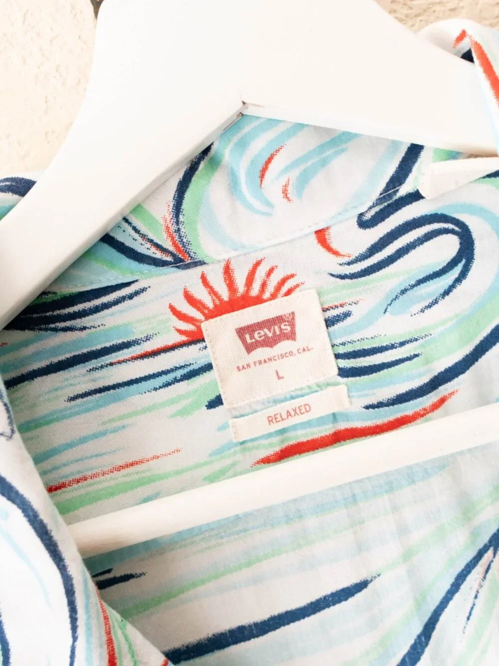 Levi's Relaxed Short Sleeve Button Up Shirt Surf Wave Print Men's Large